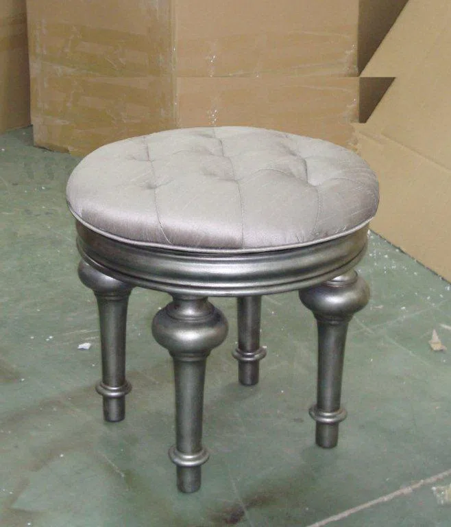 Furniture sets and selections 115-655136 Vanity Stool with Silver Fabric